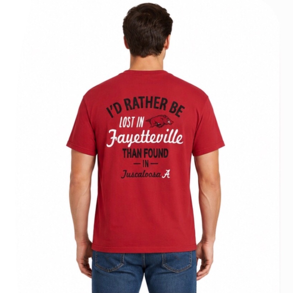 Share Arkansas Razorbacks T Shirt Size XL Rather be in Fayetteville Front & Back